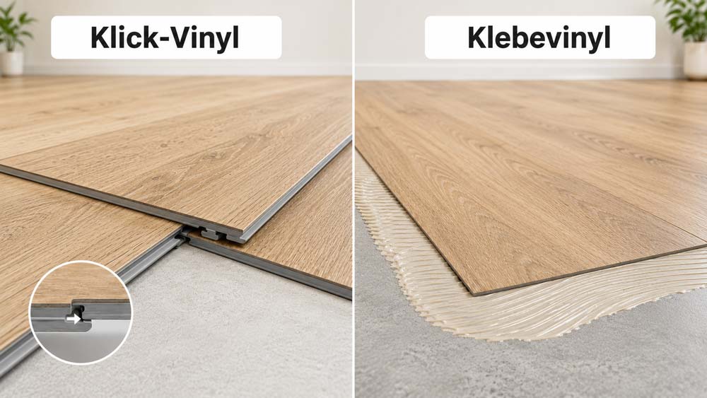 Klick oder Klebe Vinyl Vergleich