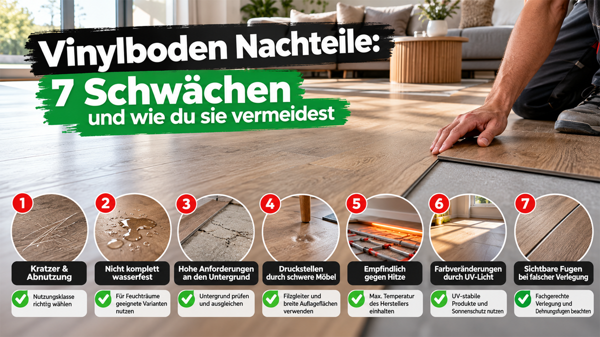 Vinylboden Nachteile: 7 Schwächen und wie du sie vermeidest