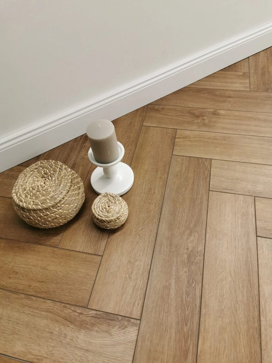 Klick Vinylboden Fischgrät Herringbone Nicki mit Trittschalldämung und wasserfest - Floor4all