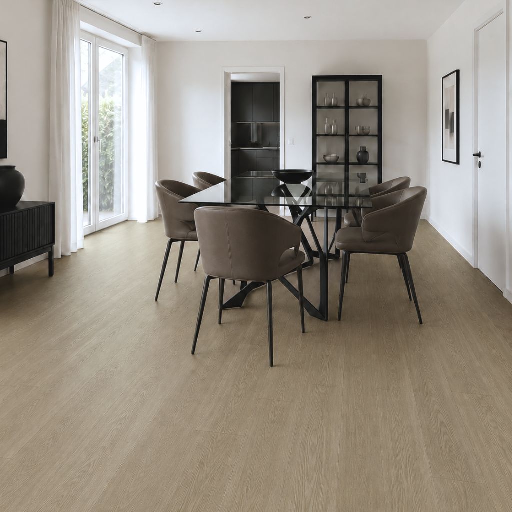 Klick Vinylboden Eiche Natur Deluxe hell mit Trittschall