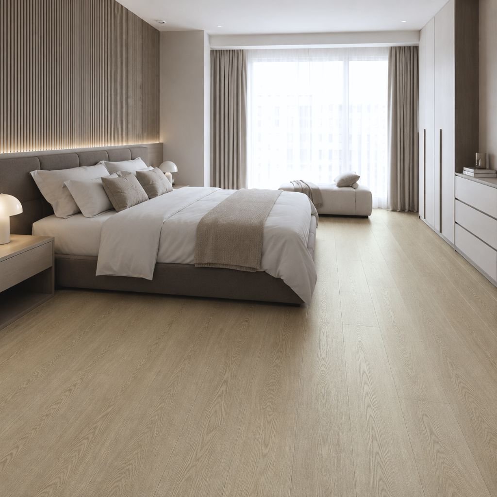 Klick Vinylboden Eiche Natur Deluxe hell mit Trittschall - Floor4all