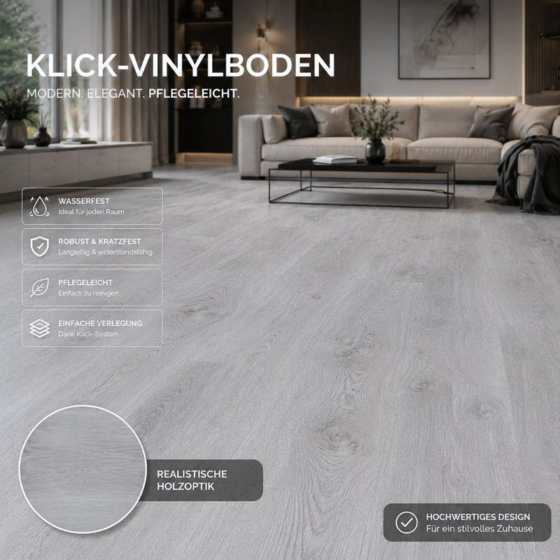 Klick Vinylboden Eiche hell Kimbo mit Trittschalldämmung - Floor4all