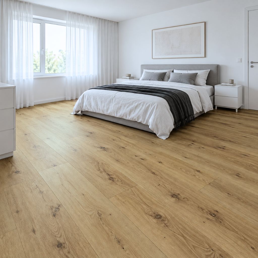 Designboden HARO Eiche Alba mit Trittschalldämmung Schlafzimmer - Floor4all