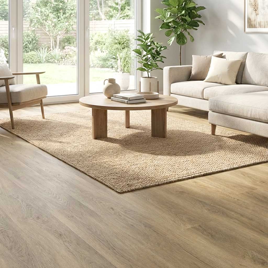 Klick Vinyl Eiche Athena im Wohnzimmer verlegt von Floor4all Hilden bei Düsseldorf