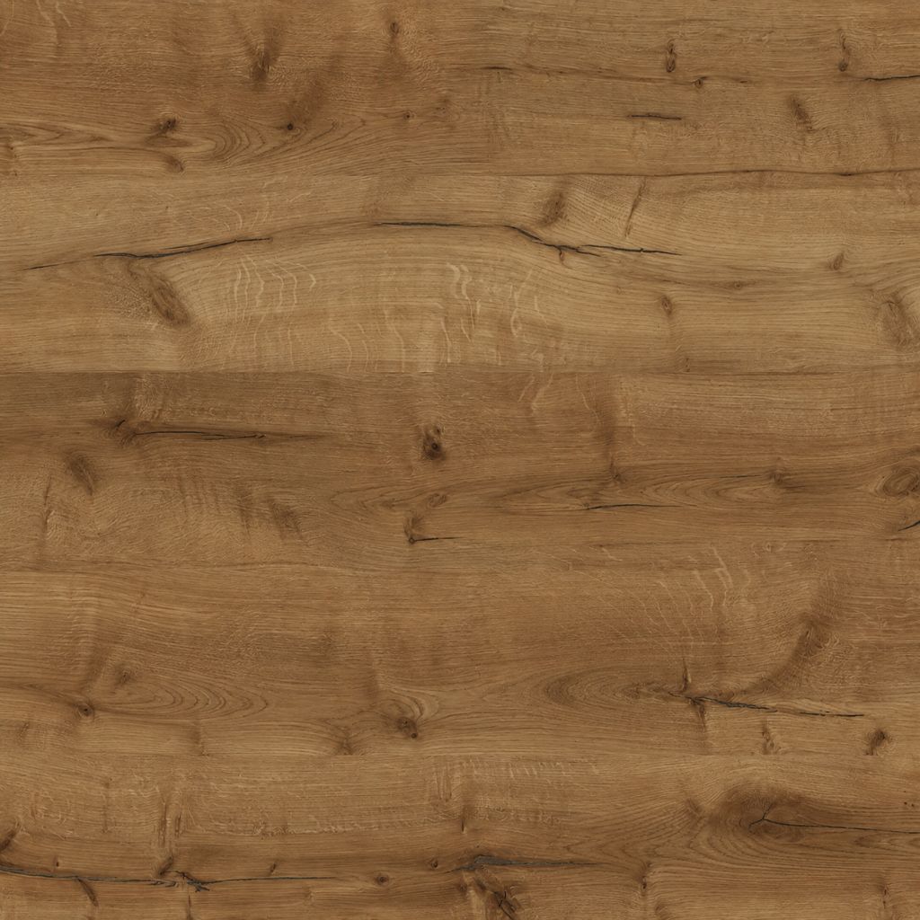 Dekor Klick Vinyl Eiche Autea in Draufsicht: honigbraune Holzoptik mit Astlöchern und Rissen von Floor4all