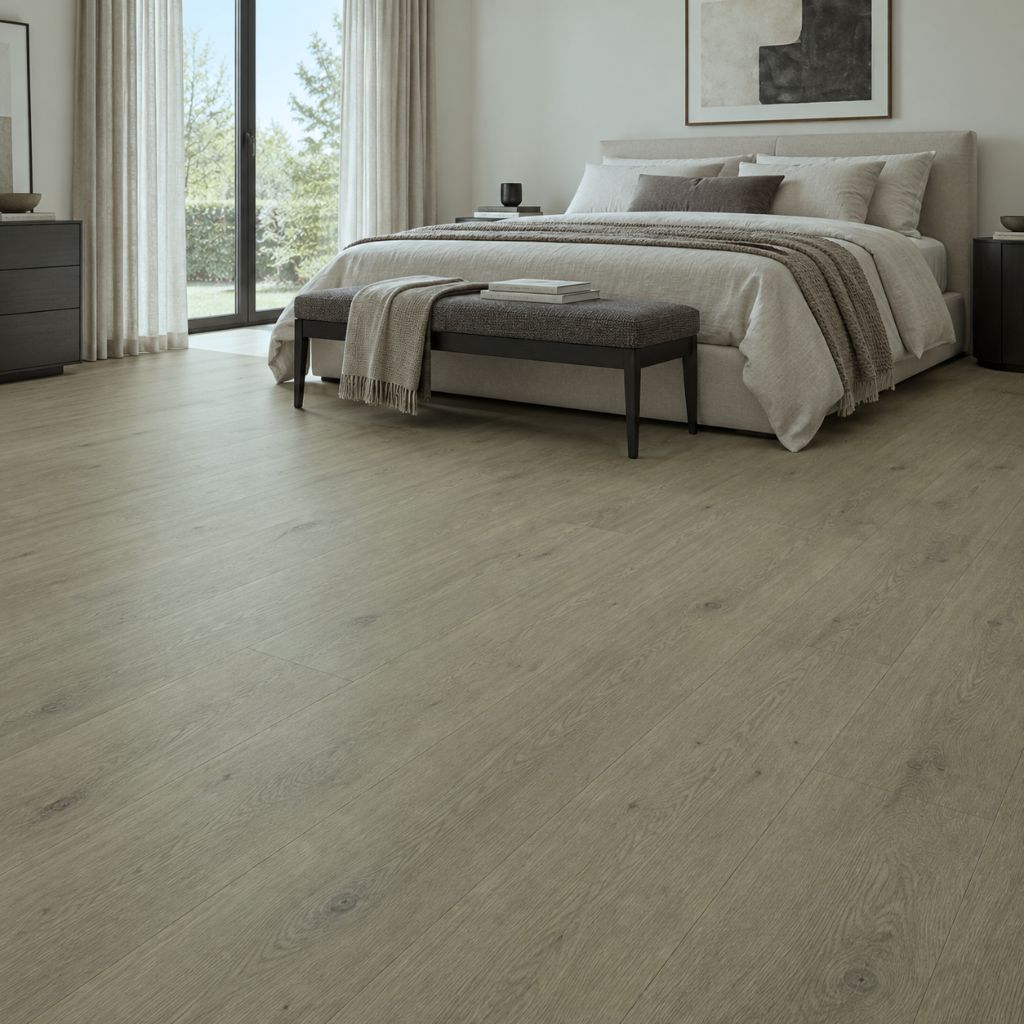 Klick Vinyl Eiche Sky Landhausdiele in Wohnzimmer - Floor4all