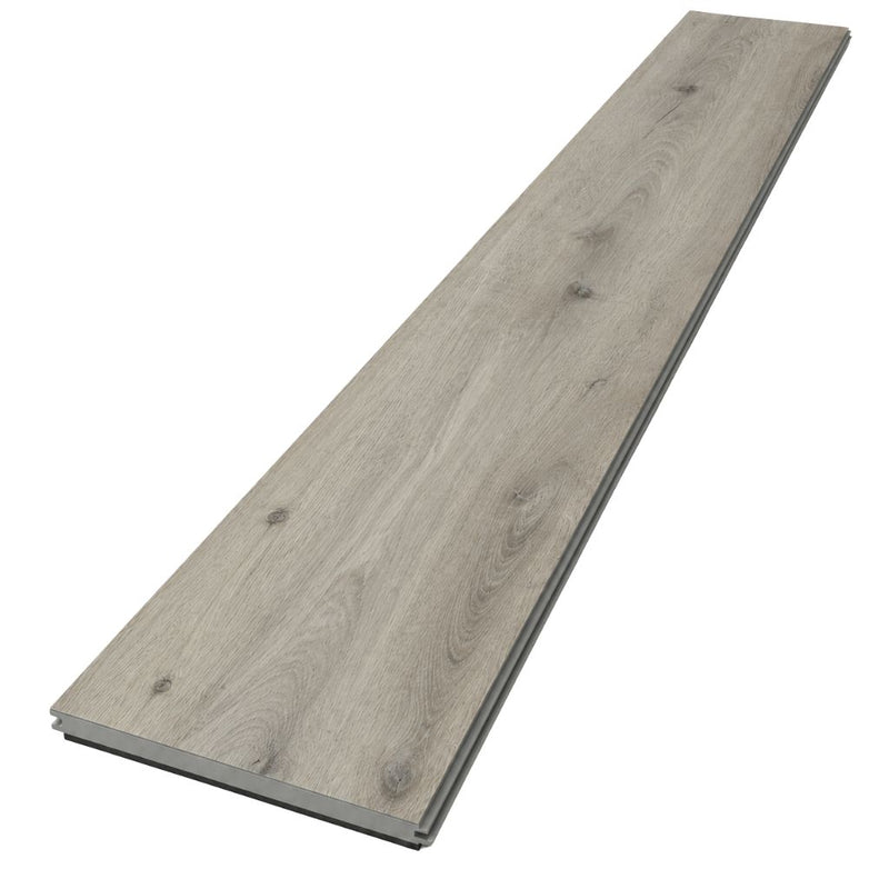 Einzelne Landhausdiele Klick Vinyl Eiche Sylo in Grau mit sichtbarem Klickprofil von Floor4all