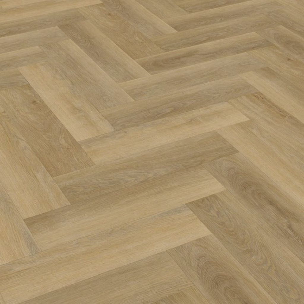 Detailaufnahme Fischgrät-Verlegung im klassischen 45°-Winkel – klare Fugenlinien, authentische Holzmaserung & Knoten