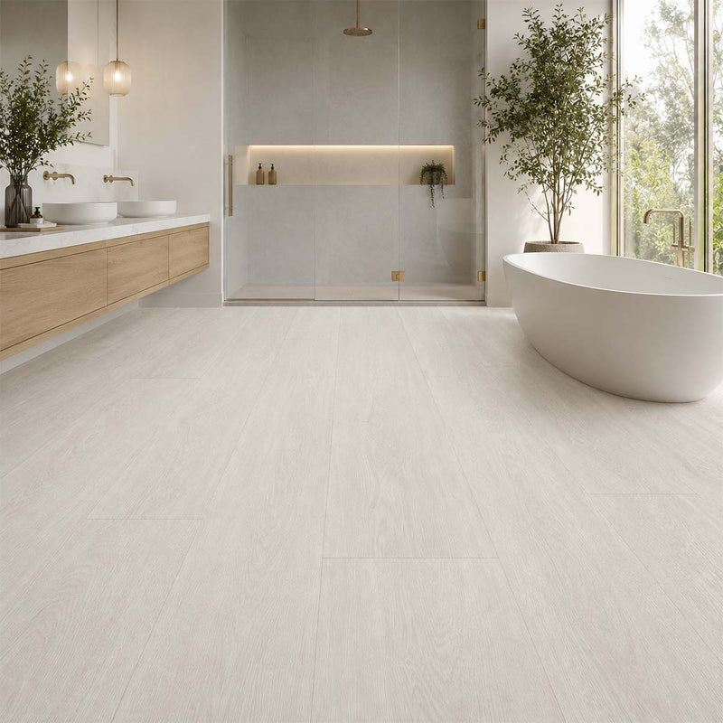 Klick Vinyl XXL Jasper GreenLine im modernen Badezimmer mit heller Holzoptik