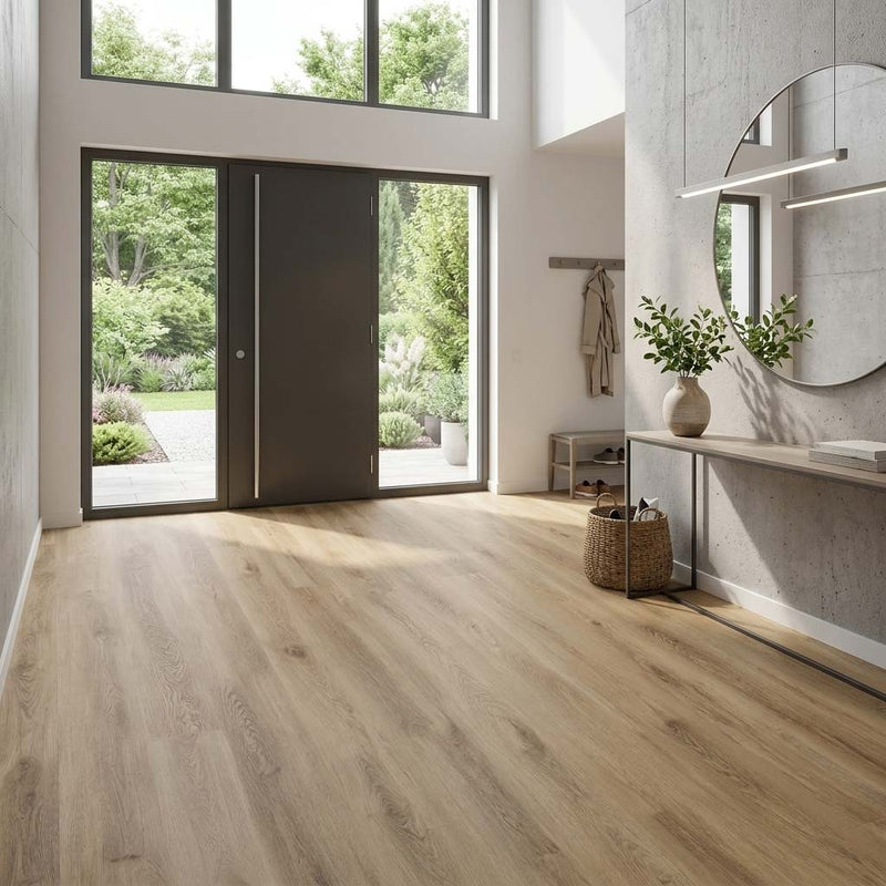 Klick Vinyl Eiche Stilla mit Trittschalldämmung im Flur Eingangsbereich - Floor4all