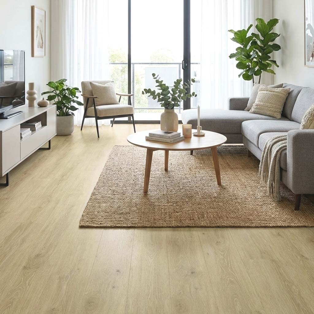 Klick Vinyl Eiche Lofy im Wwohnzimmer - Floor4all