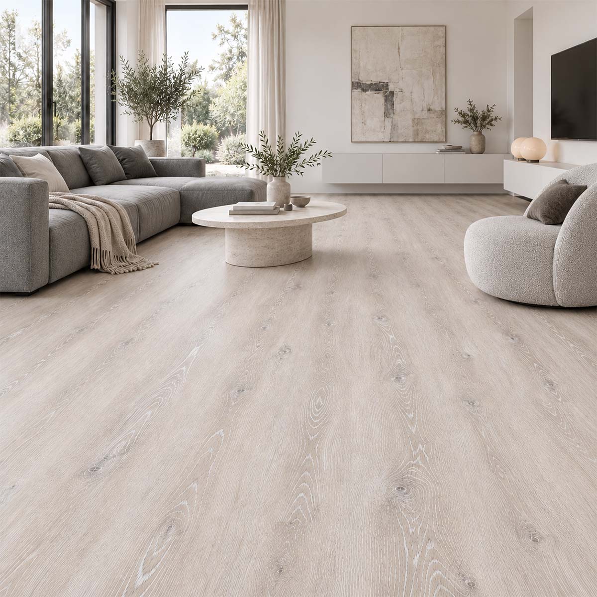 Klick Vinylboden Tarkett Starfloor Eiche Beige in einem modernen Wohnzimmer