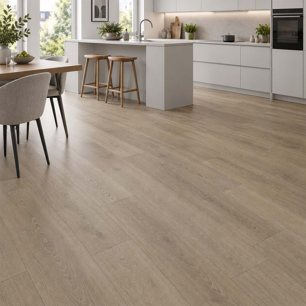 Laminat Klick Parador Eiche Macchiato Landhausdiele in einer modernen Küche