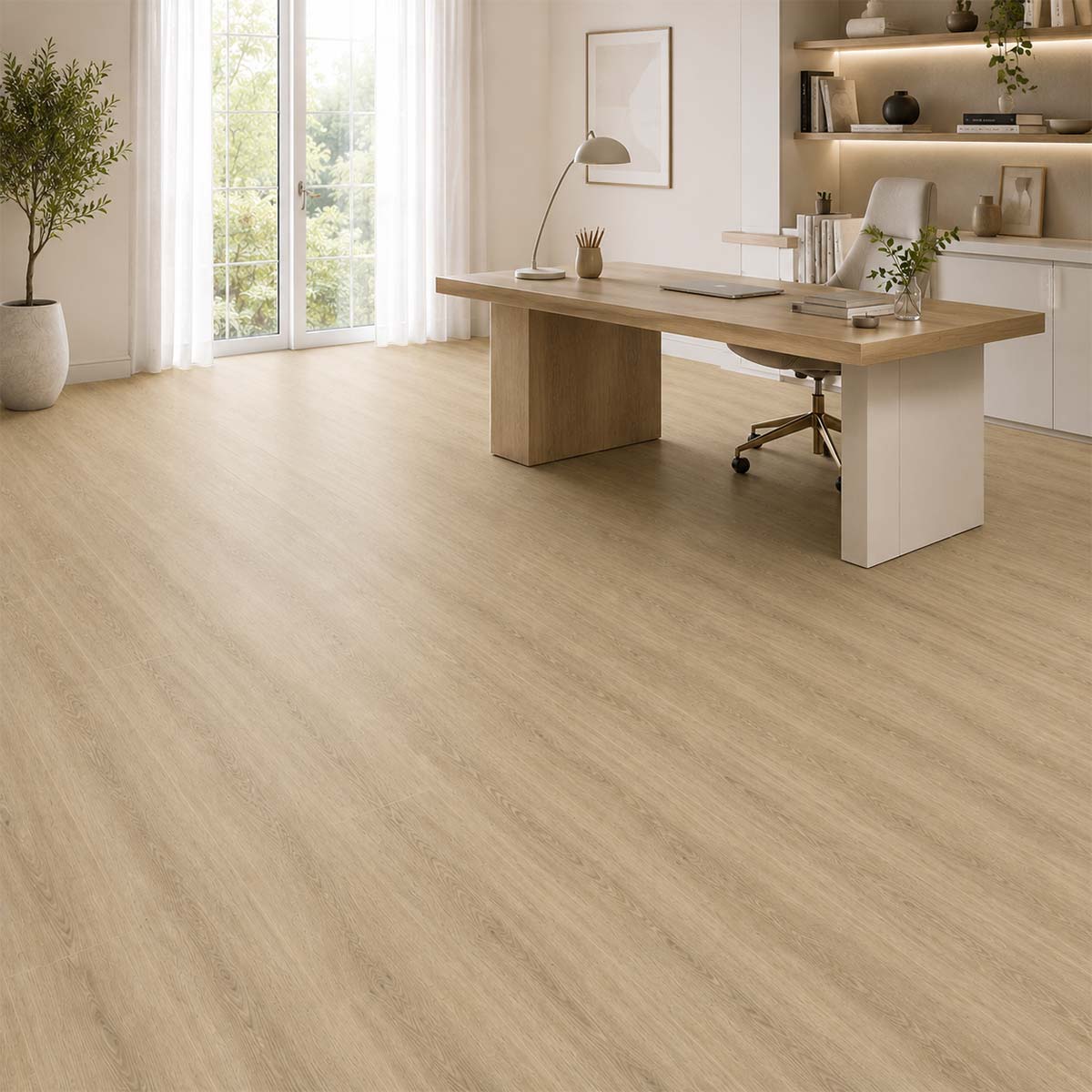 Laminat Kronotex Robusto Phalsbourg Eiche Landhausdiele in einem modernen Arbeitszimmer
