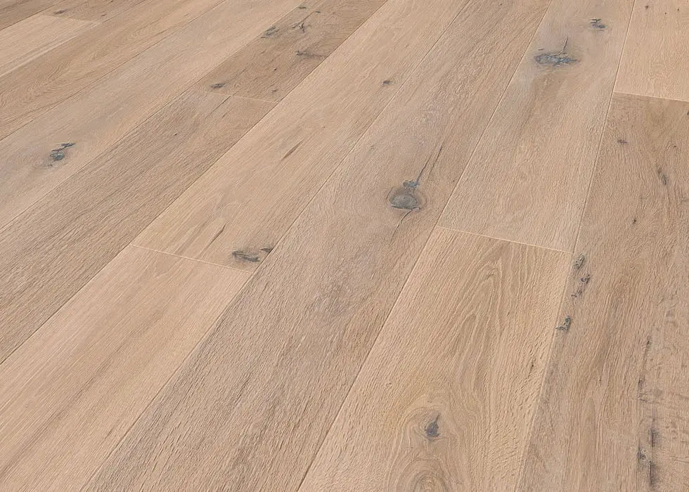 Fertigparkett Nebraska Eiche handgehobelt rustikal weiss geölt