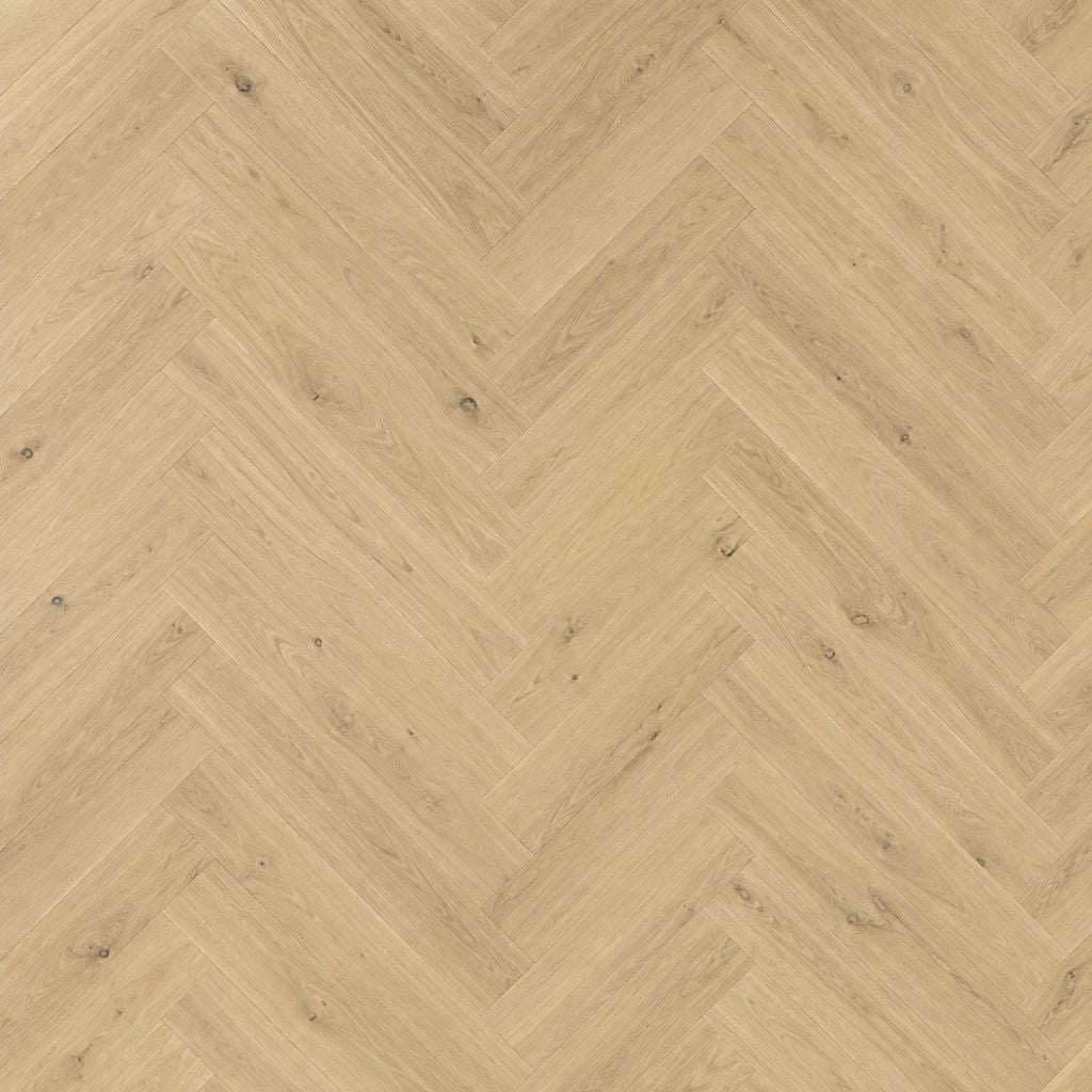 Klick Fertigparkett Fischgrätoptik Chateau Eiche rustikal in warmer, heller Eichenoptik von Floor4all