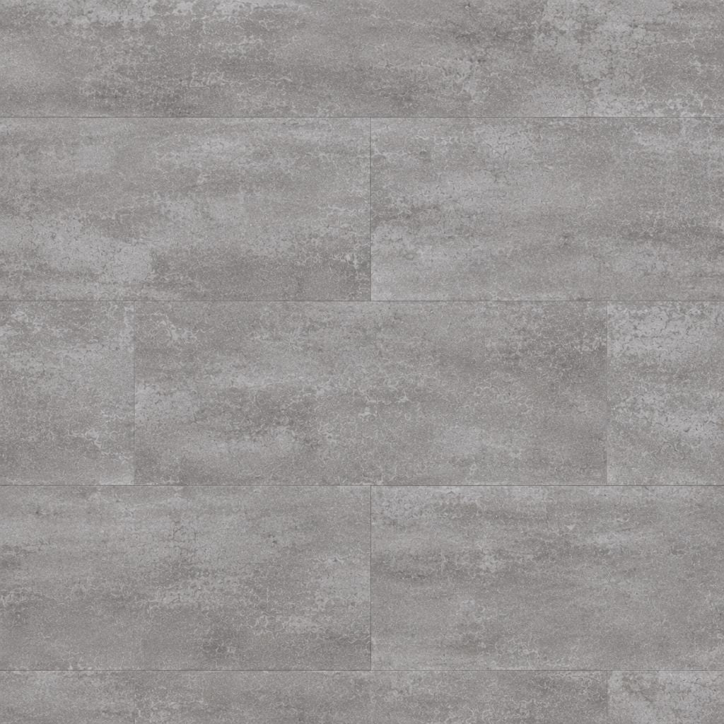 Detailansicht des XL-Fliesenformats mit realistischer Sichtbeton-Struktur in Grau von Floor4all