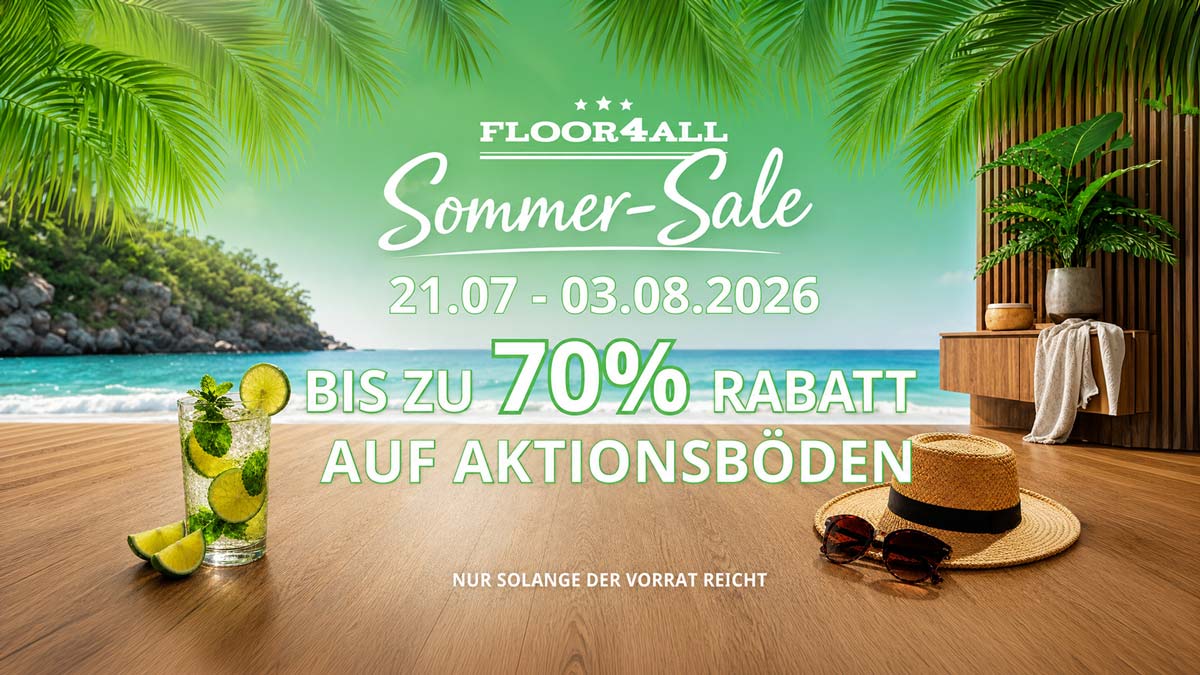 Sommer Sale Angebote bis zu 70% auf Bodenbeläge