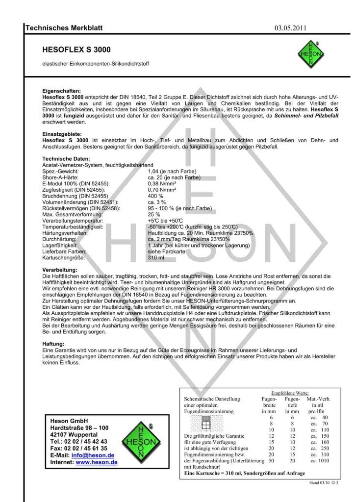 Sanitär Silikon Rehbraun A14 – HESOFLEX S 3000 - Floor4all