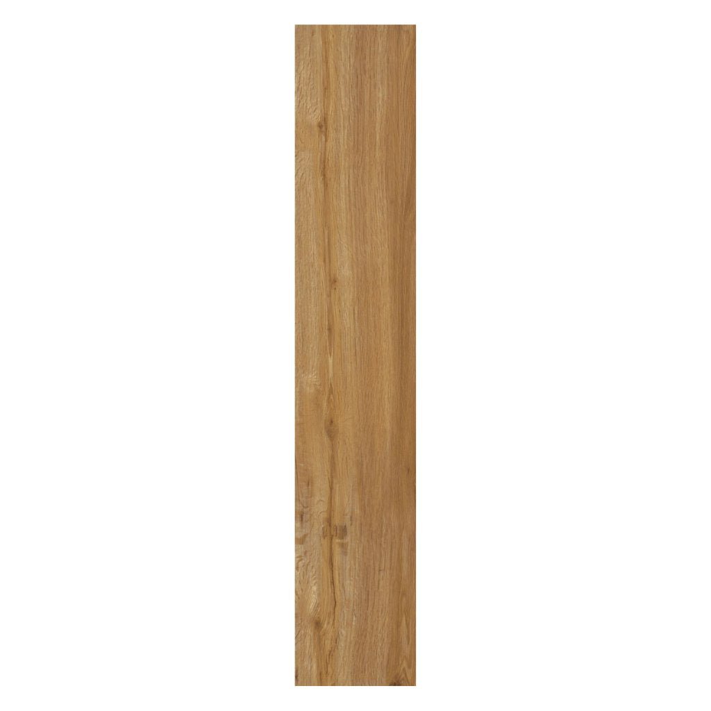 Einzelne Klebe Vinyl Diele in Eiche gebürstet hell – Langhausdiele mit 
natürlicher Holzmaserung und gebürsteter Oberflächenstruktur, zeigt die 
authentische Eichen-Optik und warme, helle Farbnuancen. - Floor4all