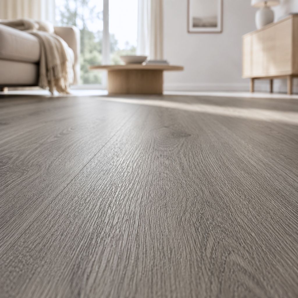 Detailaufnahme der mattierten Oberfläche von Toft Klebe Vinylboden mit natürlicher Holzmaserung - Floor4all