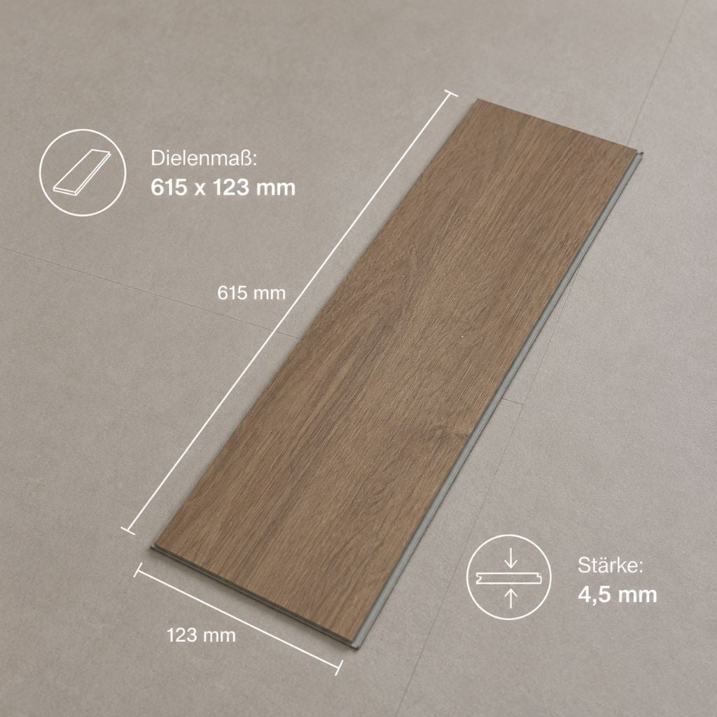 Detailaufnahme der Fischgrät Lilli – Dielengröße 615×123mm, 4,5mm Stärke, V-Fuge sichtbar, authentische Holzoptik