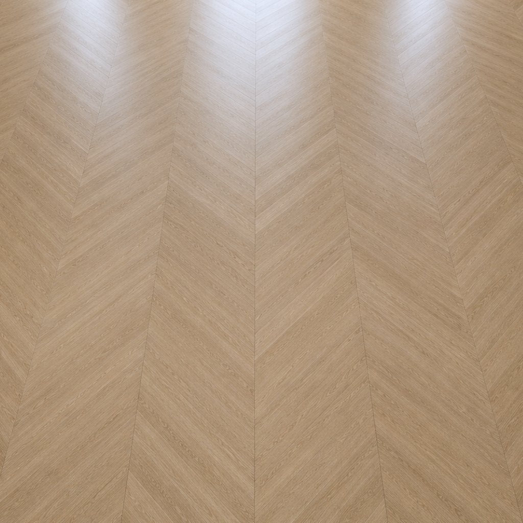 Detailaufnahme des Chevron-Verlegemusters in Braun – charakteristisches V-förmiges Design