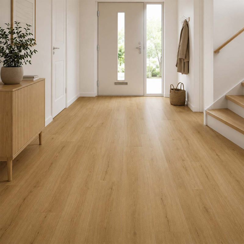 Klebevinyl Eiche Rhon in einem hellen Flur im skandinavischen Stil