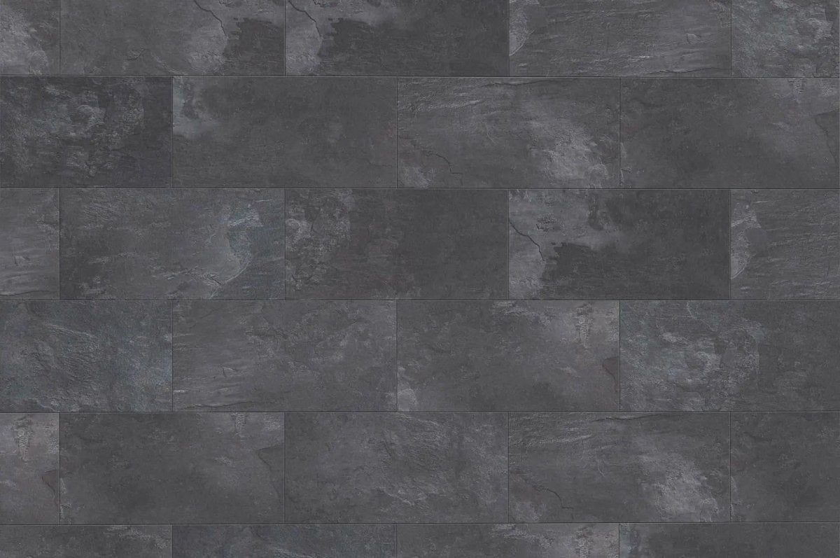Oberfläche von Klick Laminat Classen VisioGrande Ölschiefer mit dunkler Steinstruktur