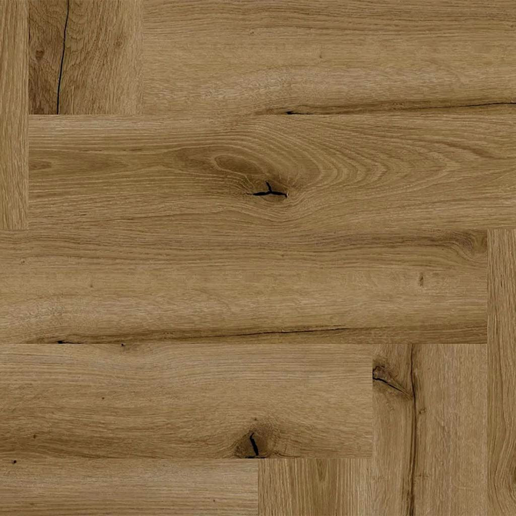 Nahaufnahme der Holzmaserung von Klick Vinyl Eiche Fischgrät Arendi