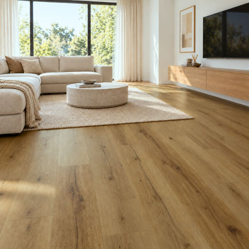 Klick Vinyl Eiche Smokey Landhausdiele Wohnzimmer - Floor4all