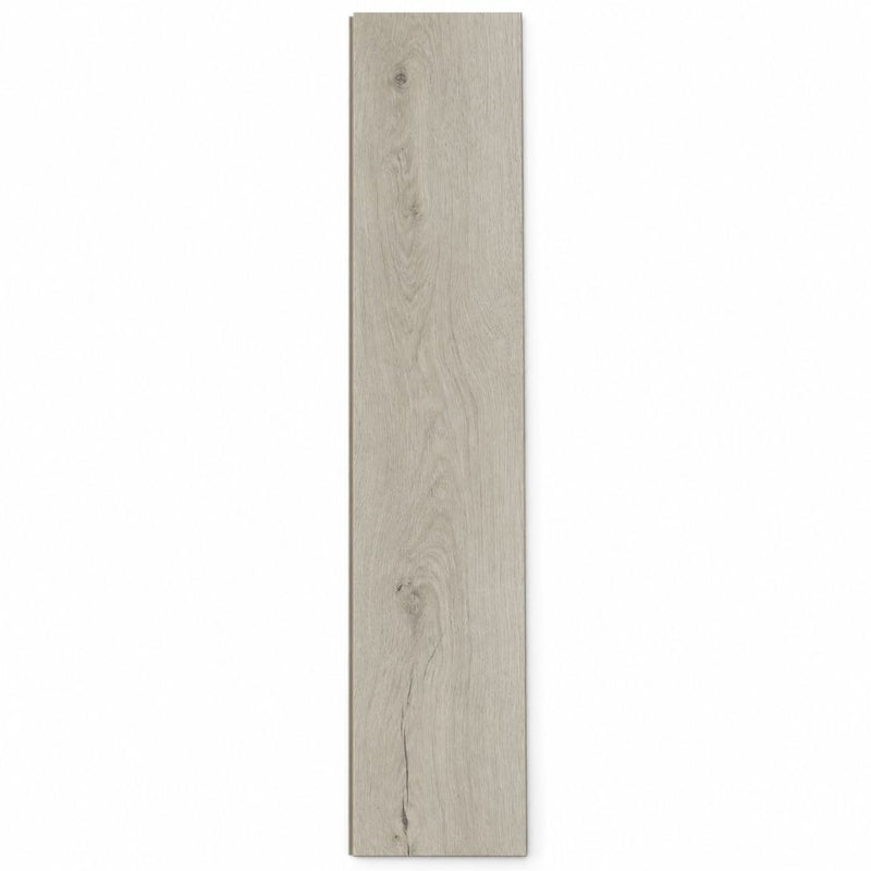 Einzelne Diele Klick Vinylboden Eiche Loi Natur in hellem Grau-Beige mit Ästen und feinen Rissen von Floor4all