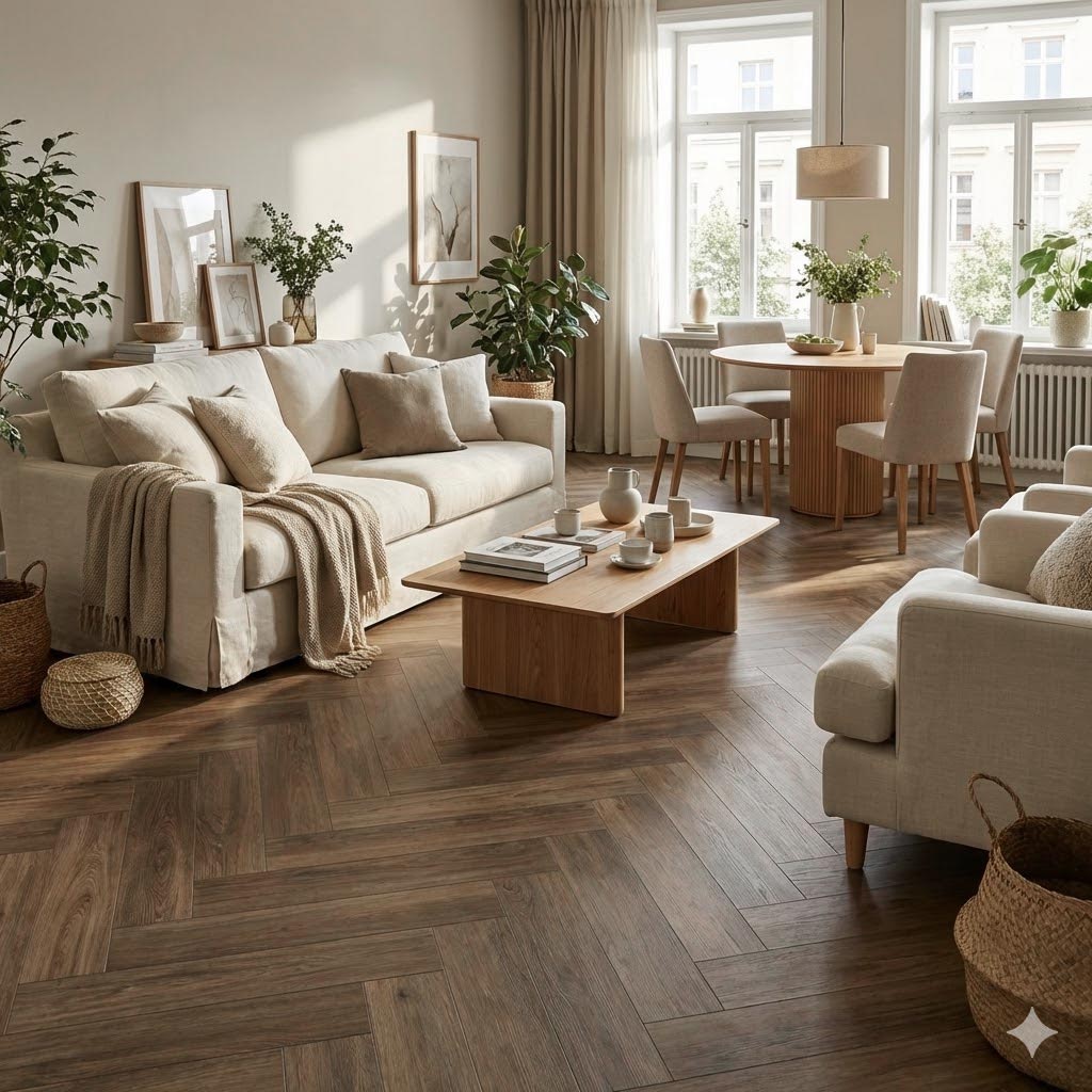 Klick Vinylboden Herringbone Lilli Fischgrät im Wohnzimmer Floor4all