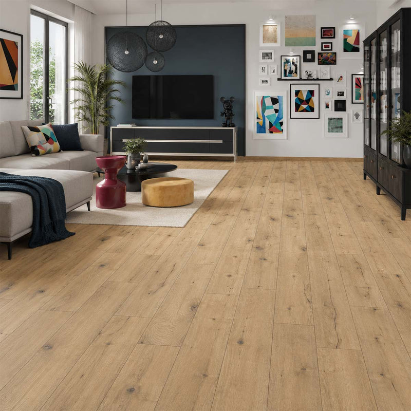 Klick Vinylboden Sumatra Pro Nature Classen in einem ruhigen Schlafzimmer mit natürlicher Eichenoptik