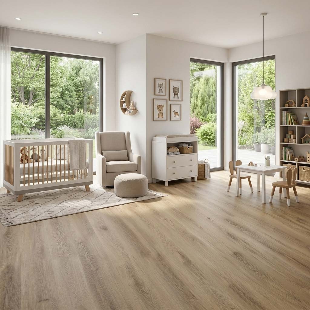 Klick Vinyl Eiche Stilla mit Trittschalldämmung im Spielzimmer und Kinderzimmer - Floor4all