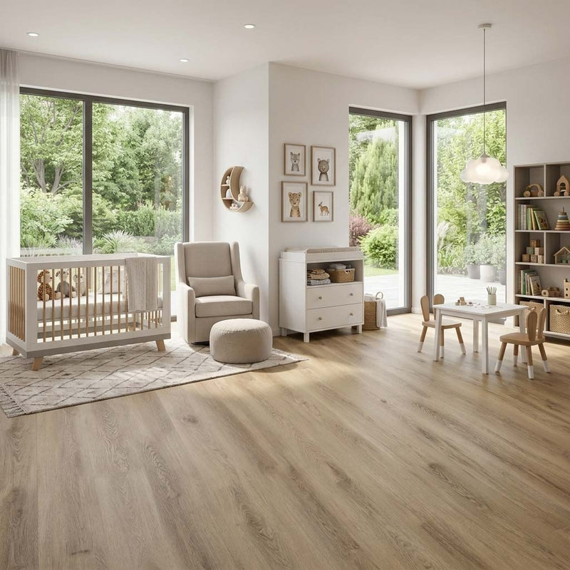 Klick Vinyl Eiche Stilla mit Trittschalldämmung im Spielzimmer und Kinderzimmer - Floor4all