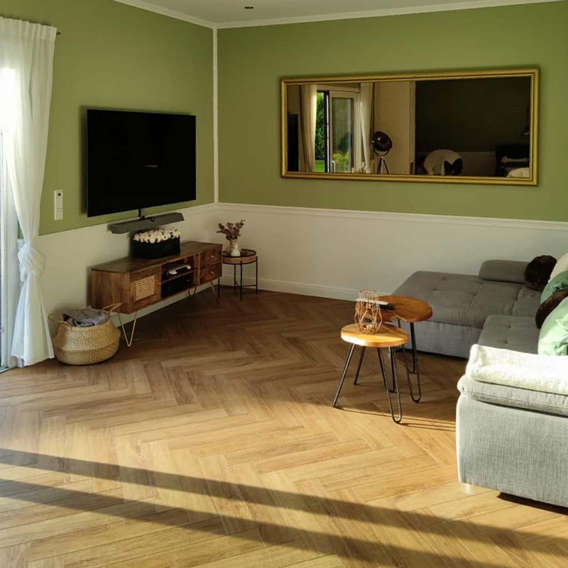 Klick Vinyl GreenLine Ginger Herringbone mit integrierter Trittschalldämmung - Floor4all