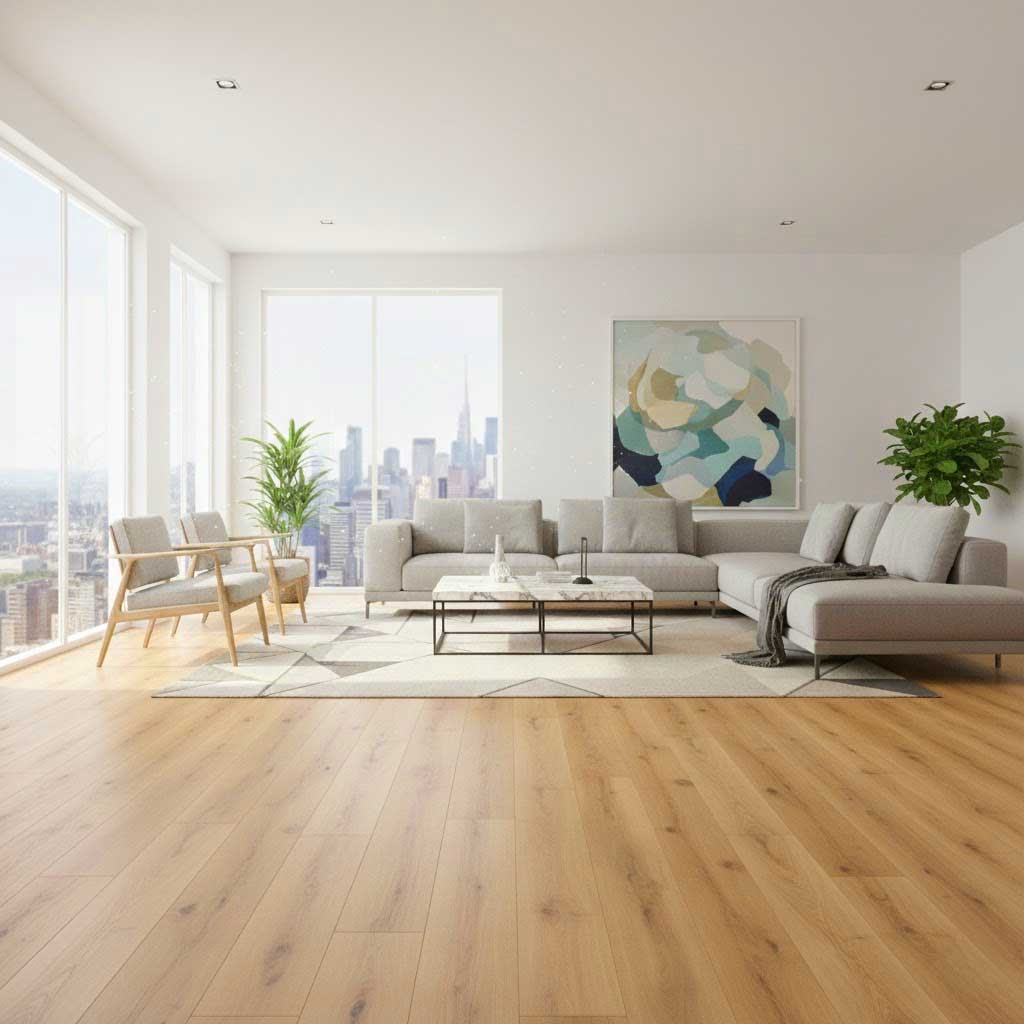 Klick Vinyl Stavern in Holzoptik im Wohnzimmer verlegt