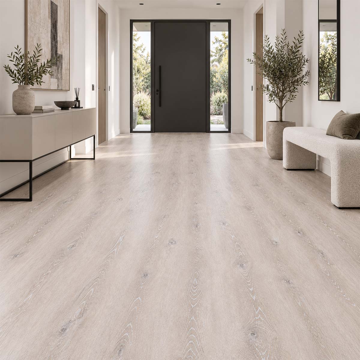 Klick Vinylboden Tarkett Starfloor Eiche Grau Beige in einem modernen Flur