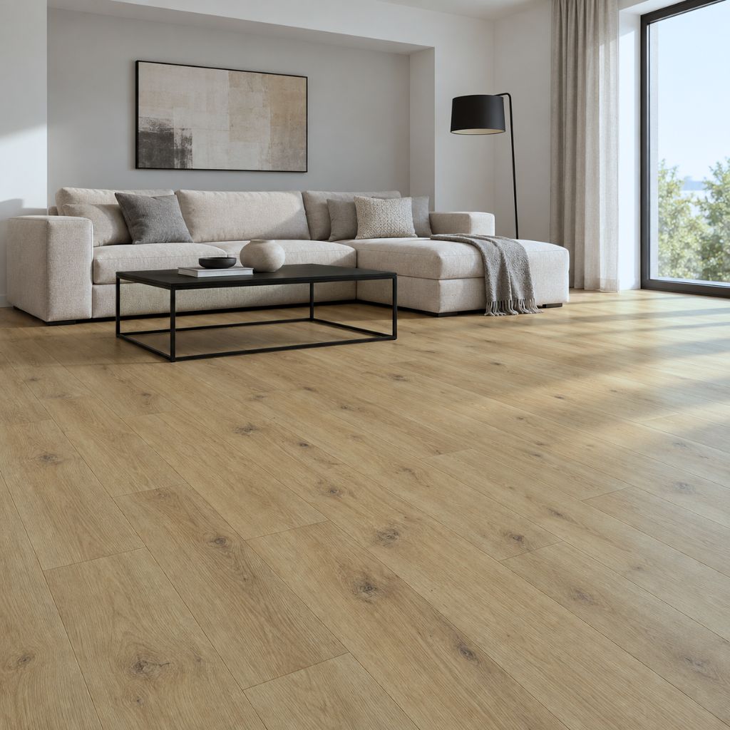 Laminat Parador Eiche Basic 200 Horizont Natur als warme Landhausdiele im Wohnzimmer von Floor4all