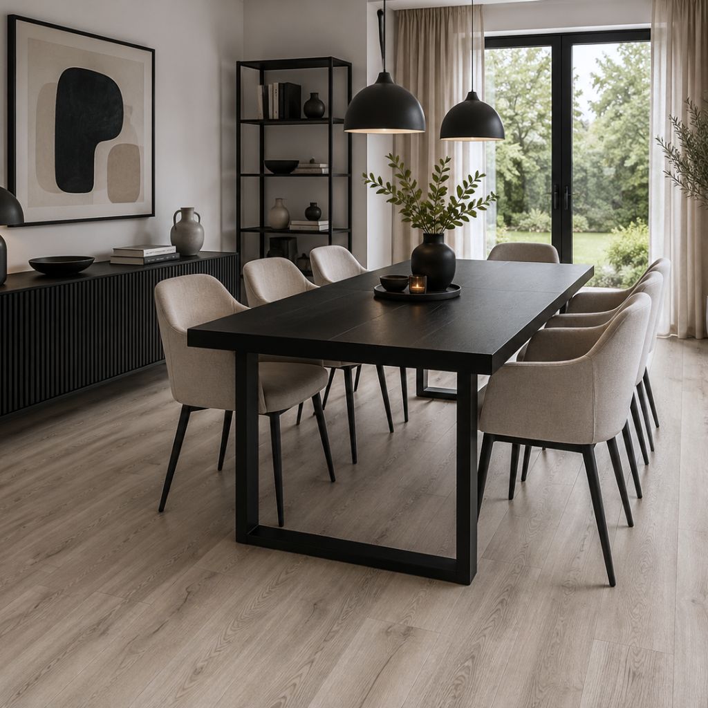 Laminat Kronotex Robusto Pettersson Eiche beige Landhausdiele im Esszimmer von Floor4all