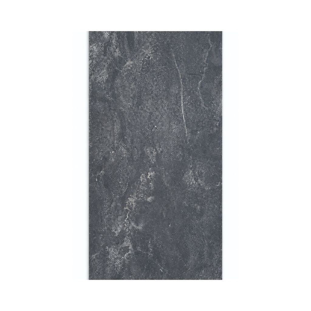Einzelne Fliese Klick Vinyl Sarago in Dunkelgrau mit Natursteinstruktur und feinen Adern von Floor4all