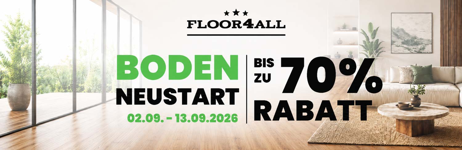 Boden Neustart bis zu 70% Rabatt auf Vinylboden, Laminat und Parkett bei Floor4all